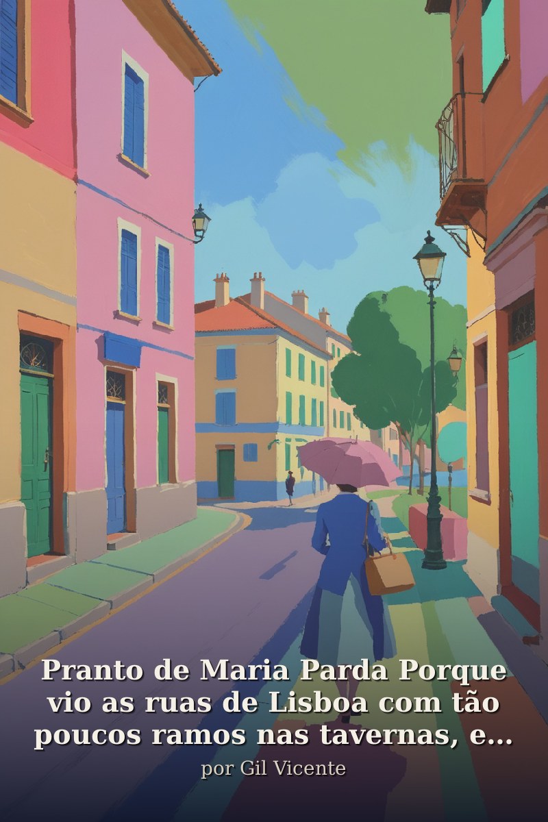 Capa do livro Pranto de Maria Parda Porque vio as ruas de Lisboa com tão poucos ramos nas tavernas, e o vinho tão caro e ella não podia passar sem elle