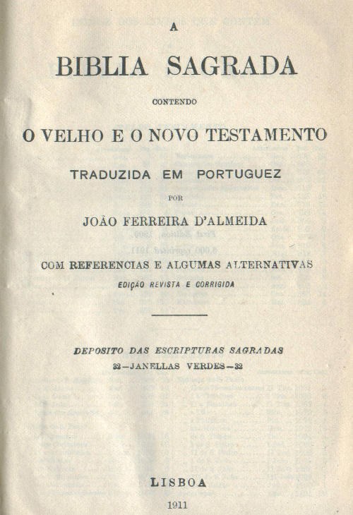 Capa do livro A Biblia Sagrada, Contendo o Velho e o Novo Testamento