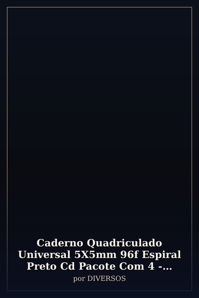Capa de Caderno Quadriculado Universal 5X5mm 96f Espiral Preto Cd Pacote Com 4 - 62513